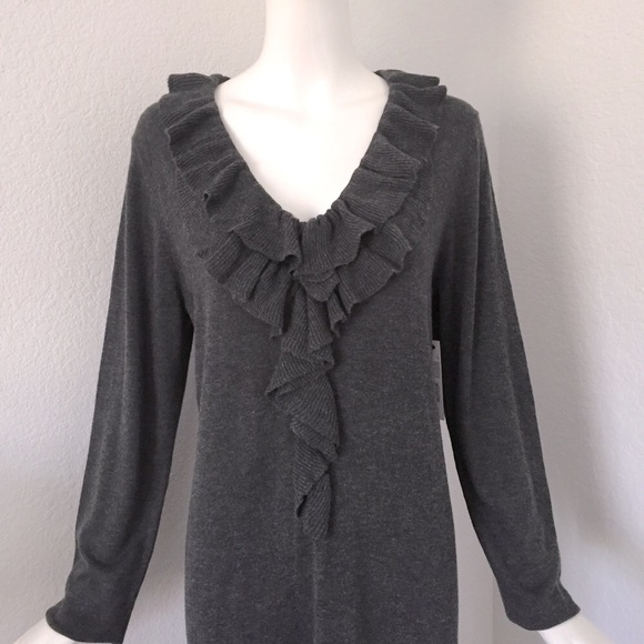 Tahari gray ruffle trim Dress - Picture 4 of 5